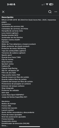 Zx10r 2019 ! Más De 20 Millones En Extras !
