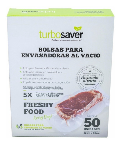 Bolsas Gofradas Negras Envasadora Turbosaver 50 U 22 X 30cm