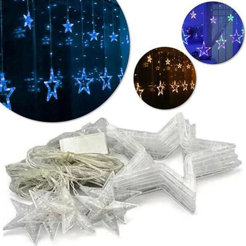 Pisca Pisca Cascata 138 Led Estrelas Natal Conector M/f Luzes Azul 220v