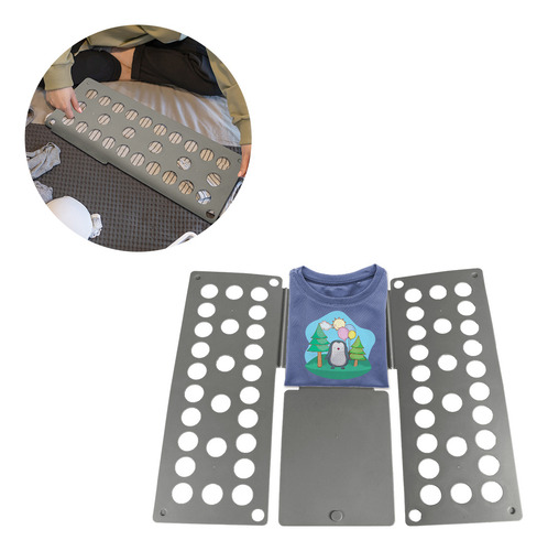 Tabla Doblador Plegable Manual para Ordenar Camisetas Diler Tablero de Plástico W-EYFH537 color gris