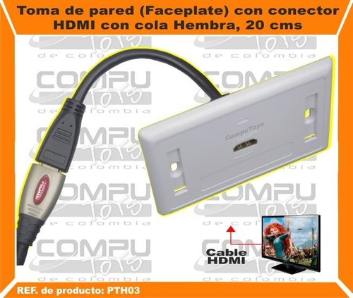 Faceplate Hdmi Plastico Cola 20 Cms Ref Pth03 Computoys Sas
