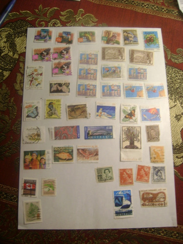 45 Sellos Postales De Australia Y Canada Años 1965 1954 Etc