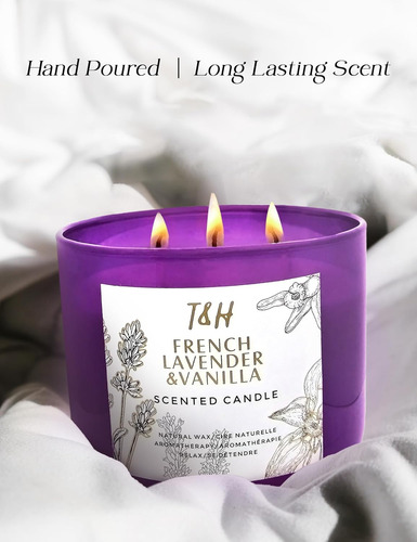 Vela De Aromaterapia De Vainilla Y Lavanda De 3 Mechas | Vel