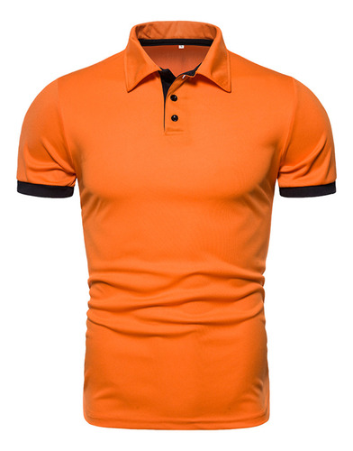 Polo De Manga Corta Con Solapa De Color Liso Para Hombre