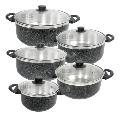 Conjunto De Panela 1624 Tampa De Vidro Kit Cacarola 5 Pecas