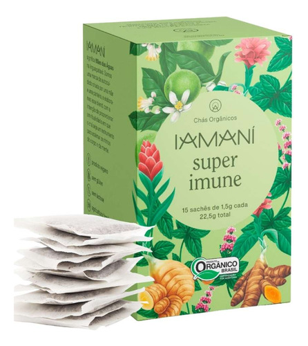 Chá Iamaní Super Imune Orgânico Cúrcuma Hortelã Gengib 15sac
