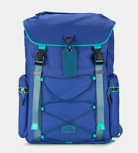 Tula Morral Konda De Cuero Y Lona Hombre, Multifuncio Azul O