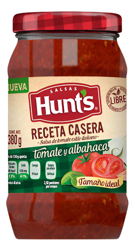 Salsa Hunt's Para Pasta Albahaca 380 G