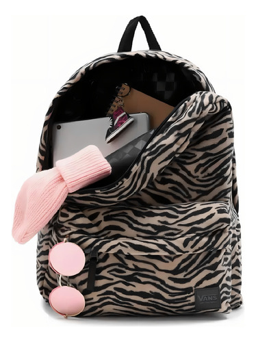 Mochila Vans Deana Animal Print Felpa Mochila, cor marrom claro