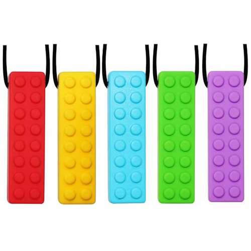 Chew Necklaces For Sensory Kids, 5pcs Silicone Chewy Ne...