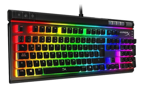 Imagen 2 de 4 de Teclado gamer HyperX Alloy Elite 2 QWERTY Red español latinoamérica color negro con luz RGB