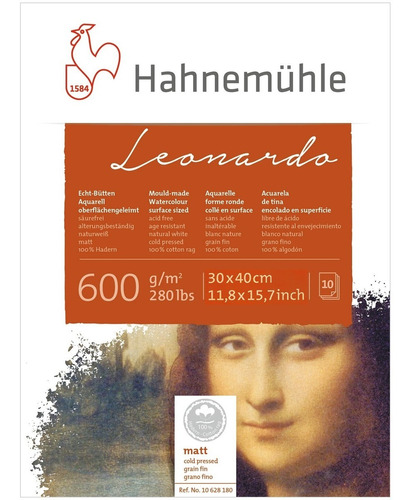 Block Hahnemüle Leonardo 30x40 100%aLG 600g 10h Grano Fino