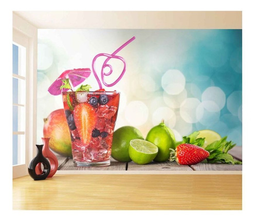 Adesivo De Parede Drinks Bebidas Praia Frutas 3d 8m² Al113
