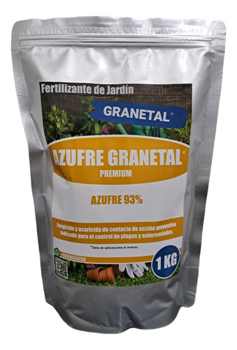 Fertilizante Azufre Granetal Premium 1kg (fungicida-ácaros)