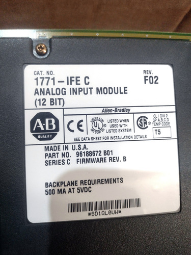 Módulo De Entrada Analógica Plc-5 Modelo 1771-ife-c Allen B