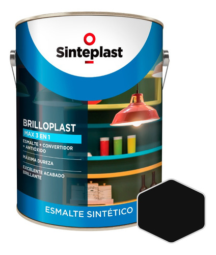 Brilloplast | Esmalte Convertidor 3 En 1 | Negro | 1lts