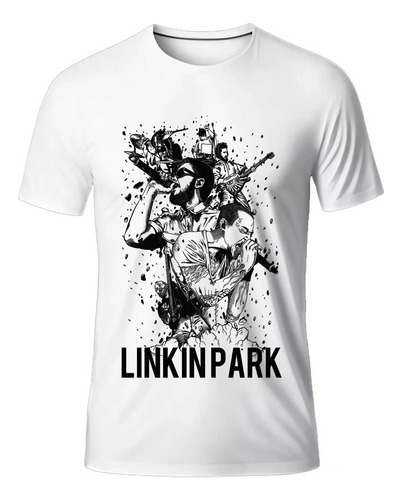 Remera De Linkin Park Maximus Festival Gris Y Blancas