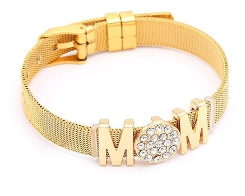 Pulsera De Correa Con Dijes De Palabra Mom