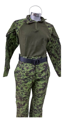 Traje Táctico Verde Pixel Camisa Pantalón Cinto Talla 44
