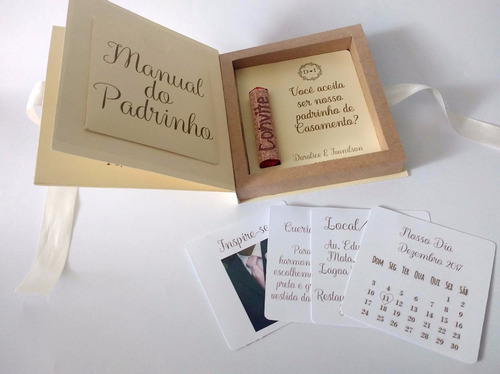 Imagem 10 de 10 de Caixa Convite Padrinho De Casamento Criativa Batom Chocolate