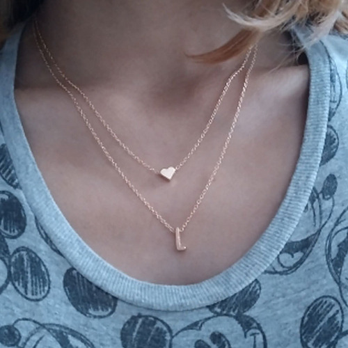 Collar Dije Letra M Corazon Mujer Joyería Oro Regalo Navidad