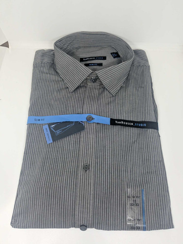 * Camisa Hombre Talla 15 32/32 Vh Slim Fit Gris Rayas