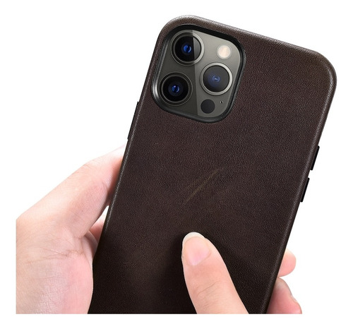 Case Para iPhone 16 Pro Max Em Couro Legítimo Magsafe Luxo
