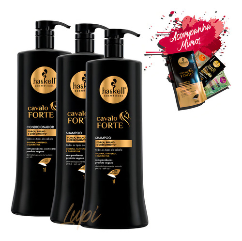 Kit Haskell Cavalo Forte 2 Shampoo 1l + 1 Condicionador 1l