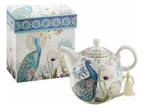 Té De Porcelana Del Pavo Real De Delton Products Para Uno E