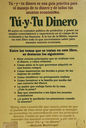 Tu Y Tu Dinero Malcolm Macgregor (Usado)
