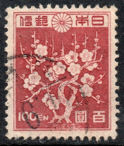 Japón Sello Usado Flor De Ciruelo X 100 Yens Año 1946-47