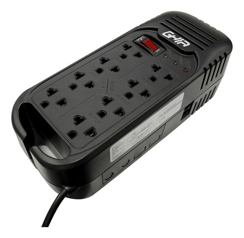 Ghia GVR-013 Regulador 8 Contactos A 1300 Va 600 Watts En Conjunto Color Negro