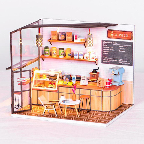 Diy Casa De Muñecas Kit Artesanías Cafetería Modelo
