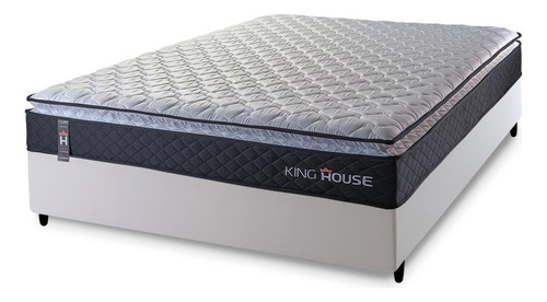 Conjunto Cama Box Casal Dakota Preto 138x188x57 Espuma D33