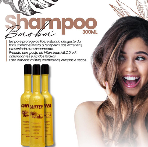 Kit 2 Coiffer Baobá Shampoo Para Fios Cacheados E Mistos