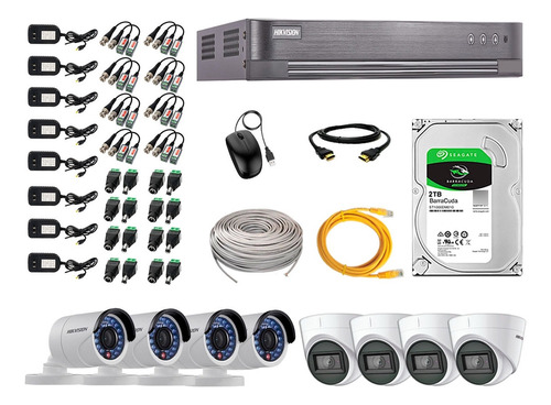 Kit 8 Cámaras De Seguridad Full Hd Hikvision 4 Camaras Audio