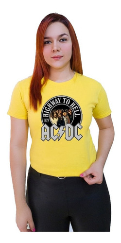 Polera Dama Estampada 100%algodon Ac/dc To Hell