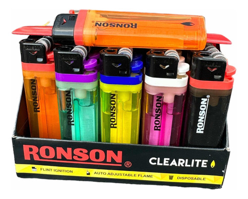 20x Encendedor Ronson Clearlite Transparente Piedra