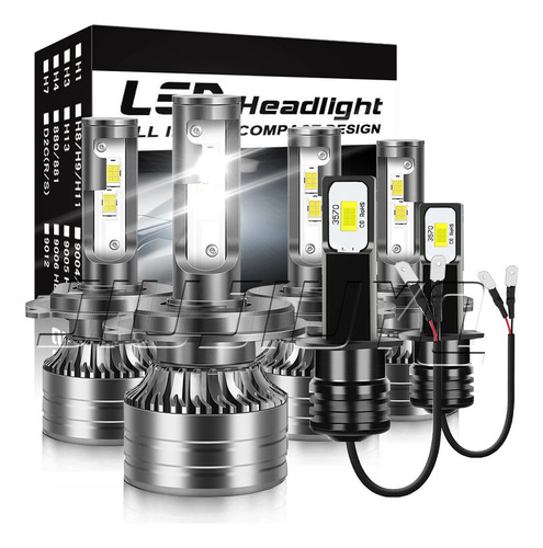 Kit De Faros Led H4 H1 Para 2007-2014 Fiat Strada 40000lm