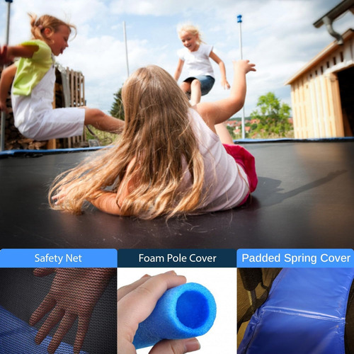 Trampolín Brincolín Premium De 8 Pies 2.5m Grande Serenelife Negro Azul