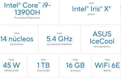 Portatil Asus Vivobook 16 Core I9 X1605va 16gb 1tb Ssd 16