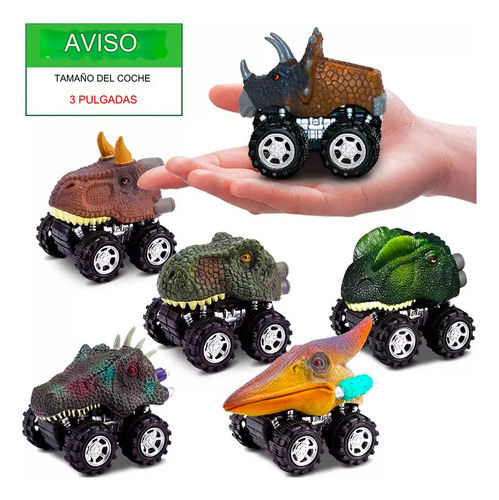 Set De Juego 6 Autos Dinosaurio A Friccion Juguete Niños