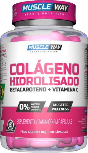 Colágeno Hidrolisado + Vit C Pote 120 Cápsulas - Muscle Way