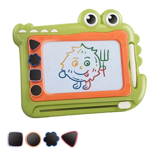 Pizarra Magnética Infantil Con Forma De Cocodrilo – Tablero De Dibujo De 4 Colores Con Bolígrafo Y 4 Sellos, Para Niños De 2 A 7 Años, Regalo Educativo