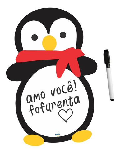 Lousa Quadro Magnético Geladeira Pinguim Com Caneta Apagador