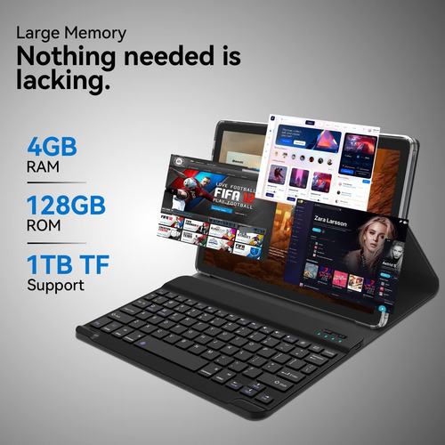 Tablet Android 2 En 1 Con Teclado Y 128 Gb De Almacenamiento