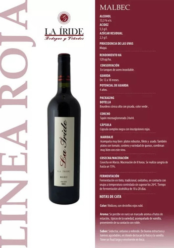 Vino La Iride Etiqueta Roja Malbec 750ml Ayrescuyanos - Flex