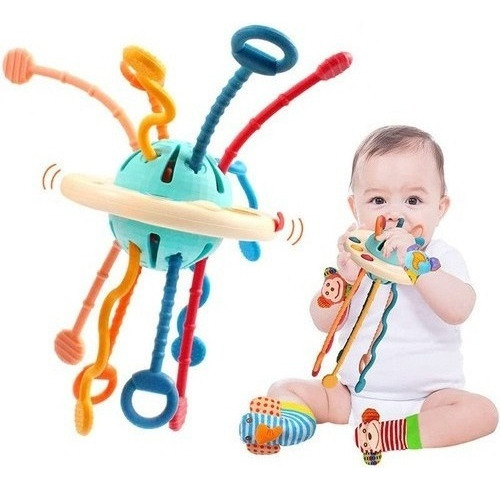 Montessori 3-in-1 Baby Sensory Toy With String