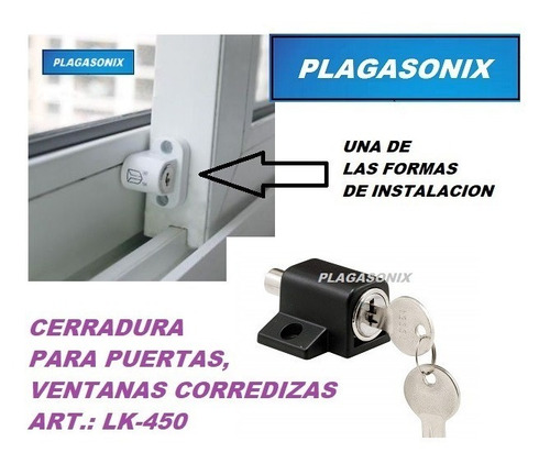 Imagen 4 de 9 de Cerradura Para Puerta Ventana Corrediza Lk-450 Negro Kit X 3