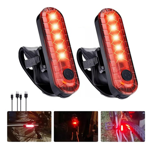 Usa Luz Trasera De Bicicleta Led Impermeable A Batería 2pcs